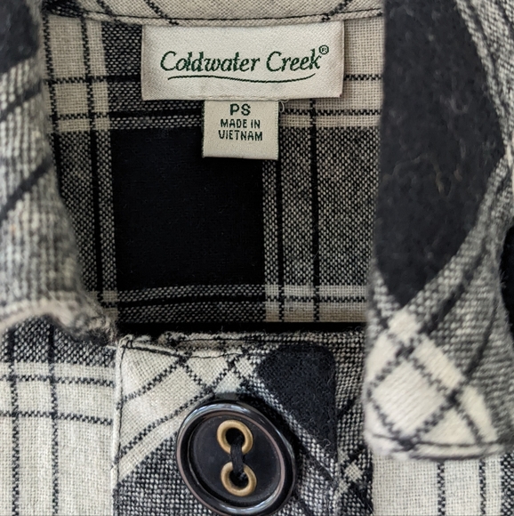 Coldwater Creek Women's Black Plaid Cape  Blazer Jacket, Size PS - Picture 2 of 11